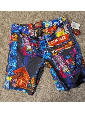 Fresh Prints of Tokyo Drill Clothing Co Shorts Large NWT Neon Night D2307-Y3084